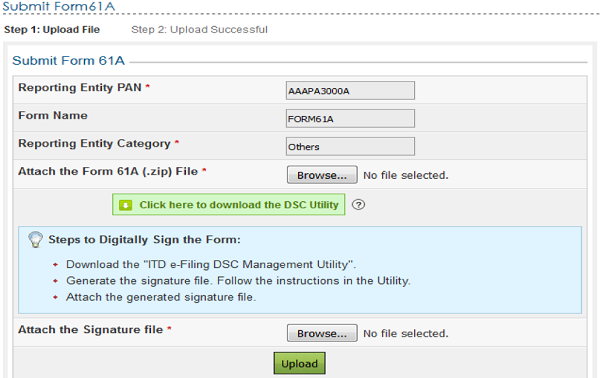 Attach the Form 61A (.zip) File