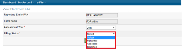 Filing Status field