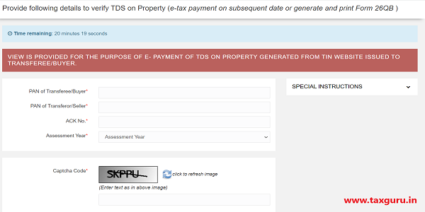 Form 26QB - Payment on subsequent date