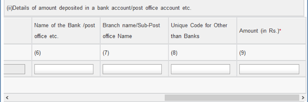 Detailed of Amount Deposited in Bank