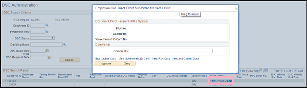 Employees Document Proof Submition for varification