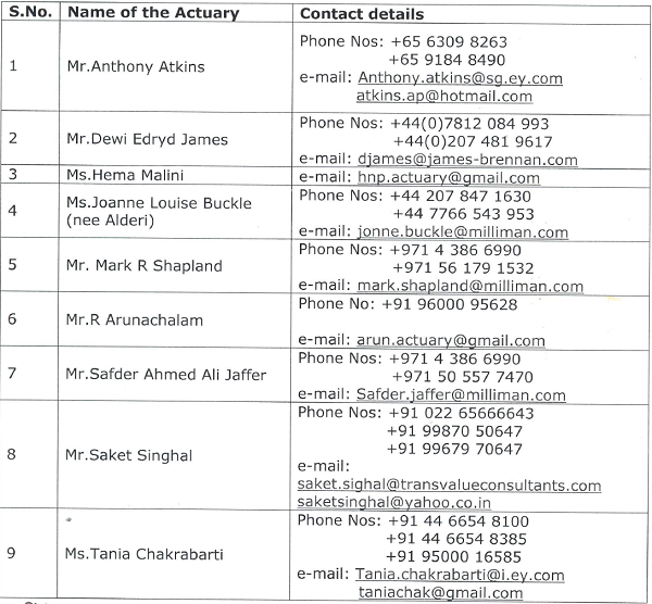 panel-of-actuaries-for-general-health-life-insurance