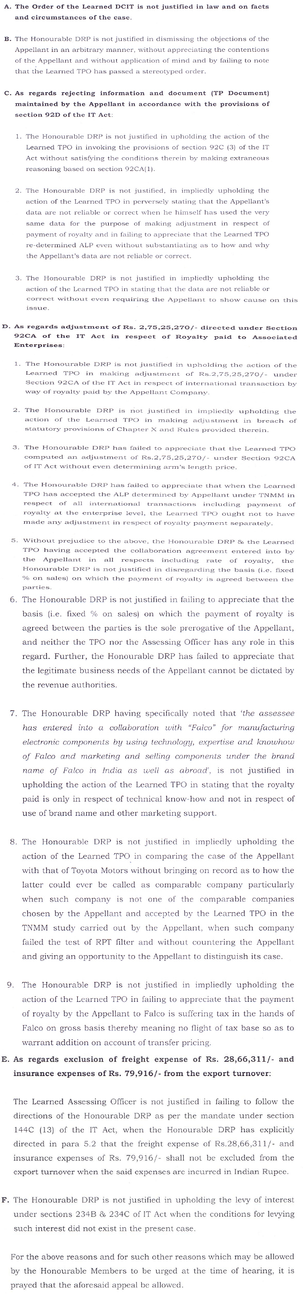 The assessee-company raised the following grounds for the year 2010-11