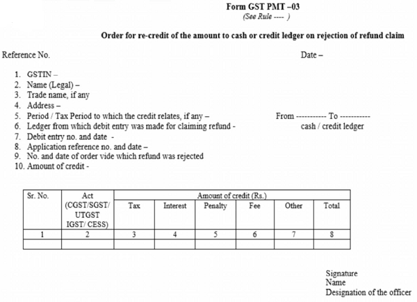 Form GST PMT -03