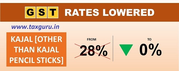 Kajal for your eyes has been exempted under #GST. Kajal pencil sticks will attract #GST rate of 18% instead of 28%.