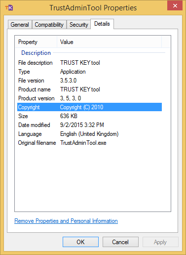 Trust Admin Tool Properties 2