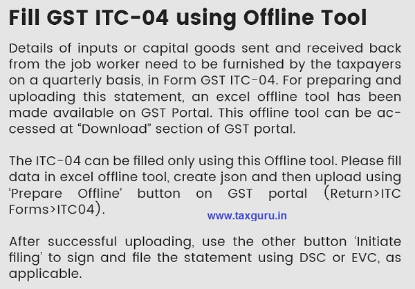 Fill GST ITC-04 using Offline Tool