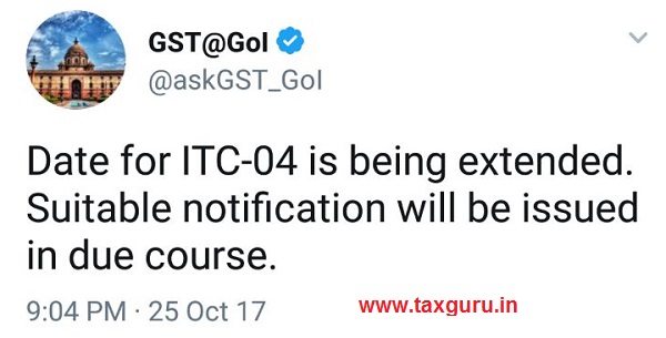 ITC 04 Due Date Extension Tweet