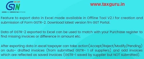 Offline Tool for creation and submission of GSTR-2