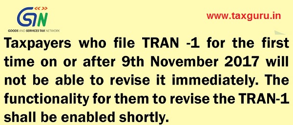 GSTR TRAN -1 Revision