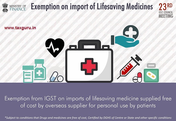 CBEC notifies Exemption on import of Lifesaving Medicines & on goods imported on lease