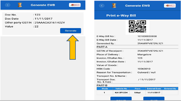 E Way Bill Generate Form