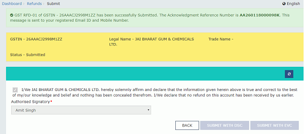 GST Refund on Account of Assessment/Provisional assessment/ Appeal/ any other order