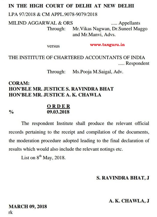 Milind Aggarwal & Ors Vs. ICAI (Delhi High Court)