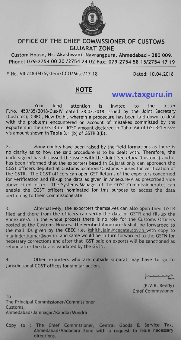 Problems faced by Gujarat based exporters in IGST Refund Application