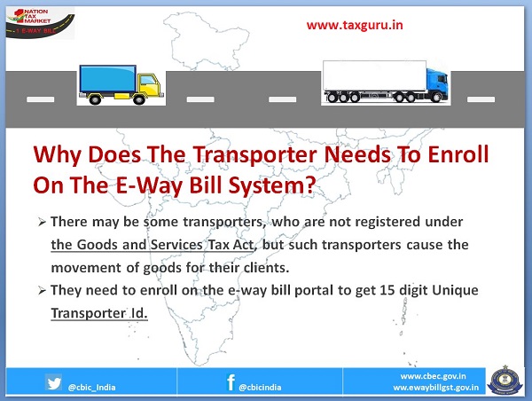 Why Does The Transporter Needs To Enroll On The E-Way Bill System