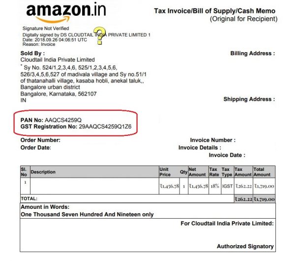 Gst invoice amazon