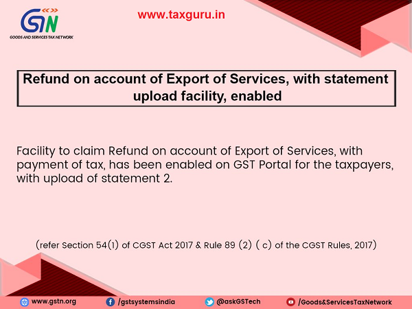 Refund on account of export of services