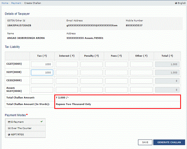 How To Create Gst Payment Challan And Edit The Saved Challan 3779