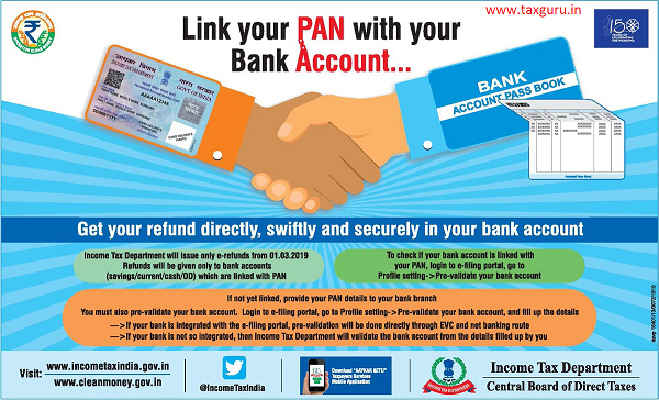 Link your PAN with your Bank Account- No Refund if A/c not linked