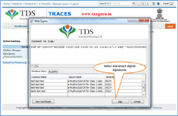 Action Summary- Attach Digital Signature