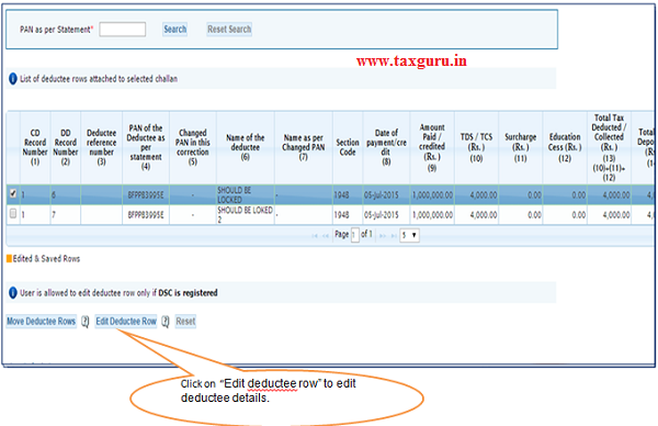 Click on Edit Deductee