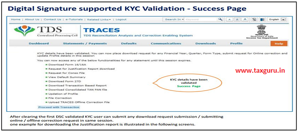 Digital Signature Supported KYC Validation – Success Page