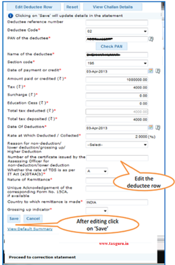 Modify Add deductee details- Default Deductee image 3