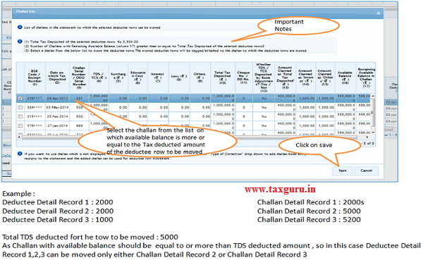 Movement of deductee row - Matched Challan image 5