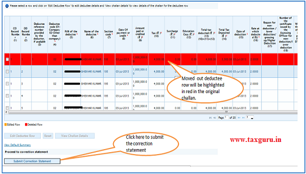 Movement of deductee row - Matched Challan image 7