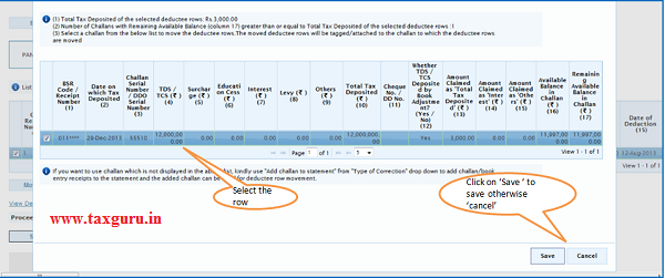 Movement of deductee row - Matched Challan image 8