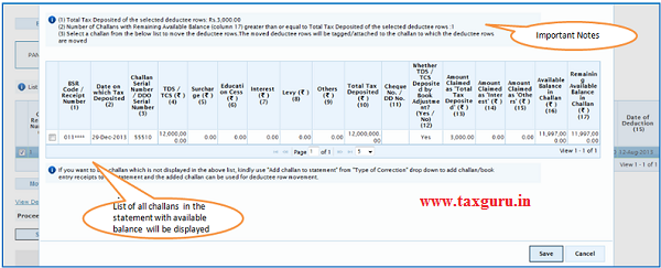 Movement of deductee row - UnMatched Challan image 5