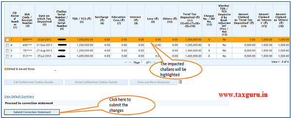 Movement of deductee row - UnMatched Challan image 6