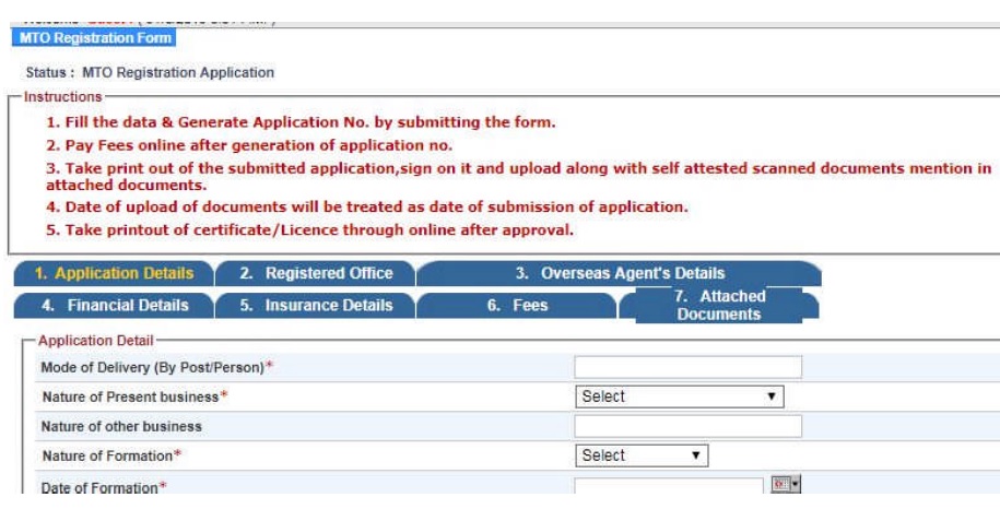 Multi modal transport operator Registration- Step 3