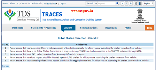 OLTAS Challan Correction Check