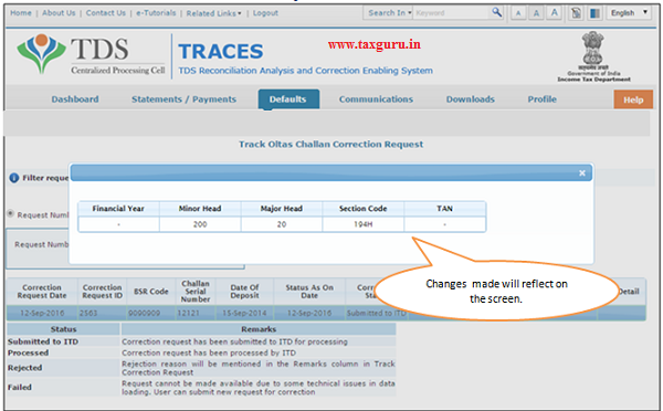 OLTAS Correction Process Completed