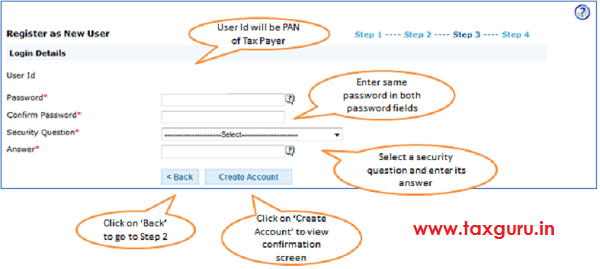 Register as New User – Step 3 Login Details