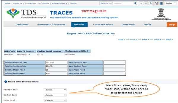 Select appropriate Financial Year Section Code Major Code Minor Code