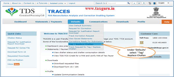 Select “Tag Replace Challan”