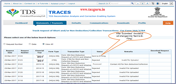 Step 11 (Contd.) After “Submitted” the status will changed into “Sent to E-Filing”.