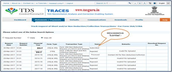 Step 11 (Contd.) Initial status will be “Submitted