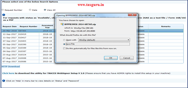 Step 6 Form 26AS Zip File will be Downloaded