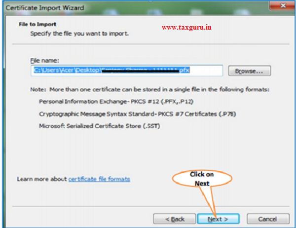 Steps for Installation of Digital Signature Certificate (.PFX file) image 3