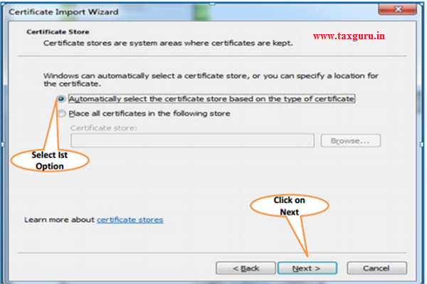 Steps for Installation of Digital Signature Certificate (.PFX file) image 5