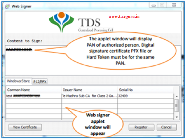 Steps to Register Digital Signature Certificate (Contd.)