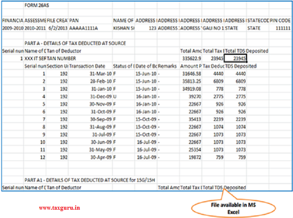 Steps to convert Form 26AS .txt file to .xls file (contd.) Image 6