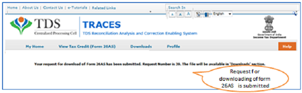 Submit request for Form 26AS (contd.)