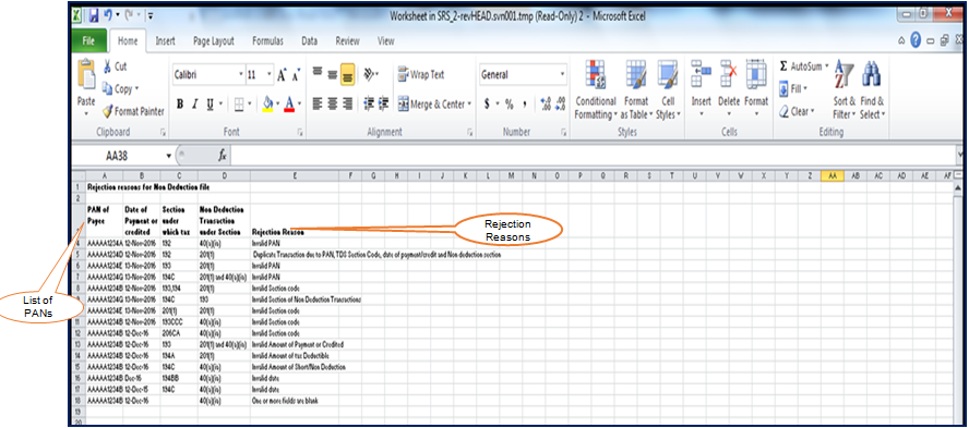 User can check rejection reason in “Rejection Reason for Non Deduction file”