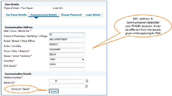 View and Update Profile – Address and Communication Detail