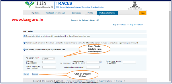 Enter challan details and click on “Proceed”